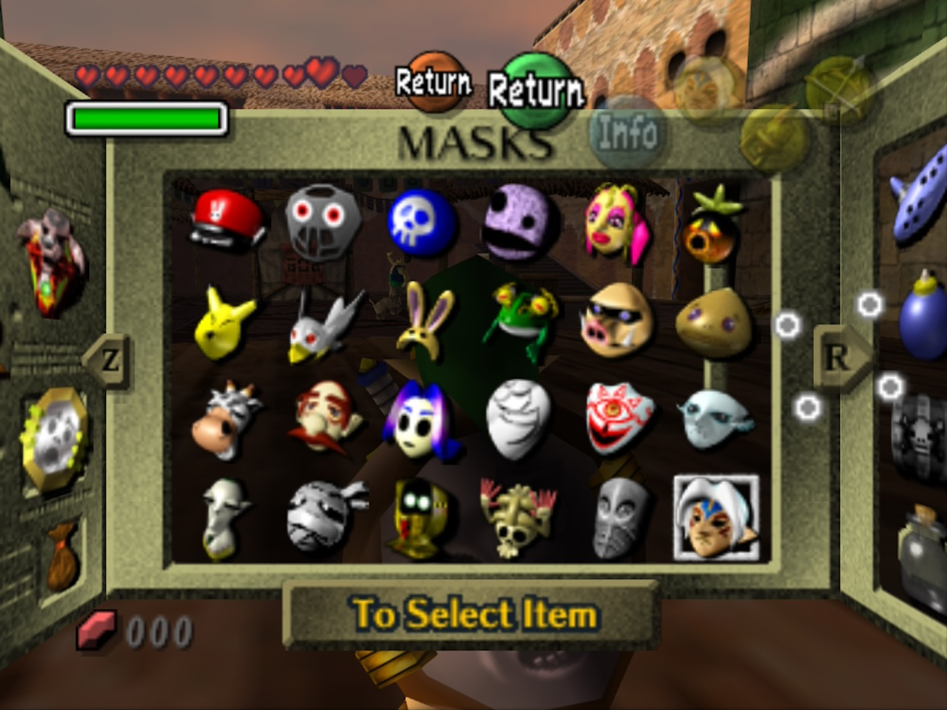 A collection of all of the masks in Majora&rsquo;s Mask