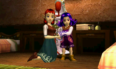 Anju and Kafei at the end of their quest-line, having found each other again.